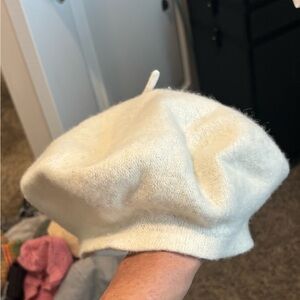 Cream Beret Hat